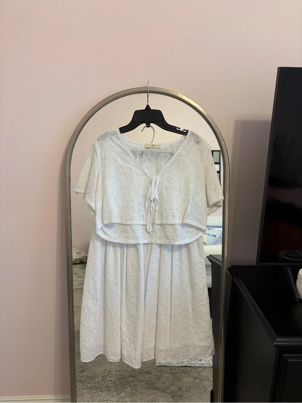 Free People White Eyelet Tiered Midi Dress